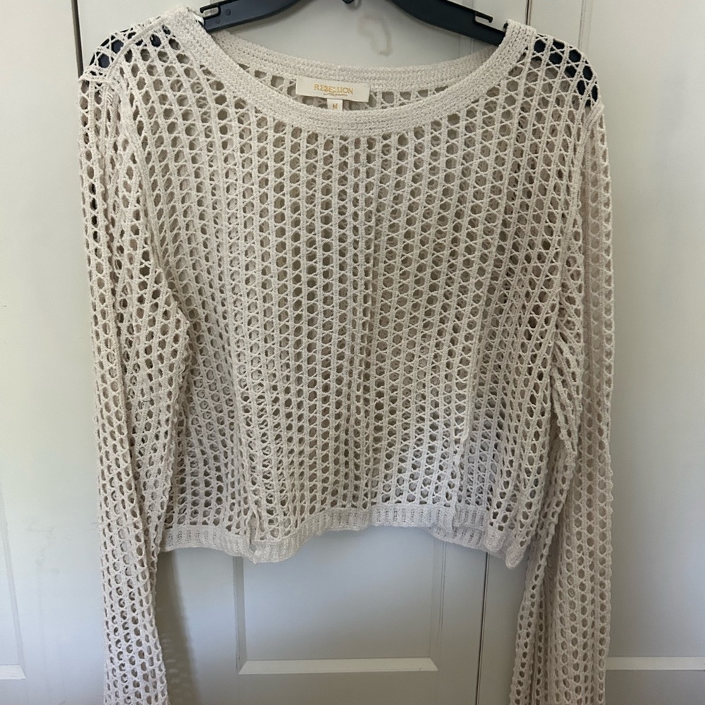 Cream Knit Mesh Sweater